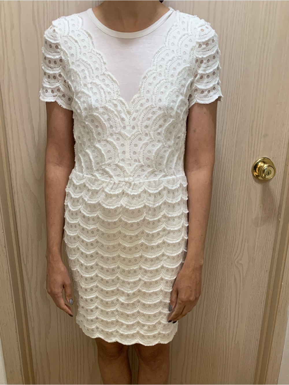 Marc by Marc Jacobs White Scalloped Eyelet Lace Mini Dress